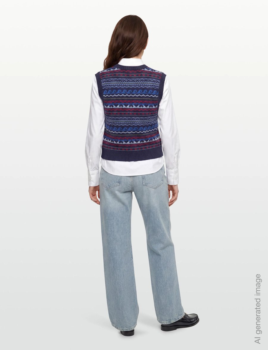 nué notes - Malik Vest - strickwesten - 937 navy multi knit - 4