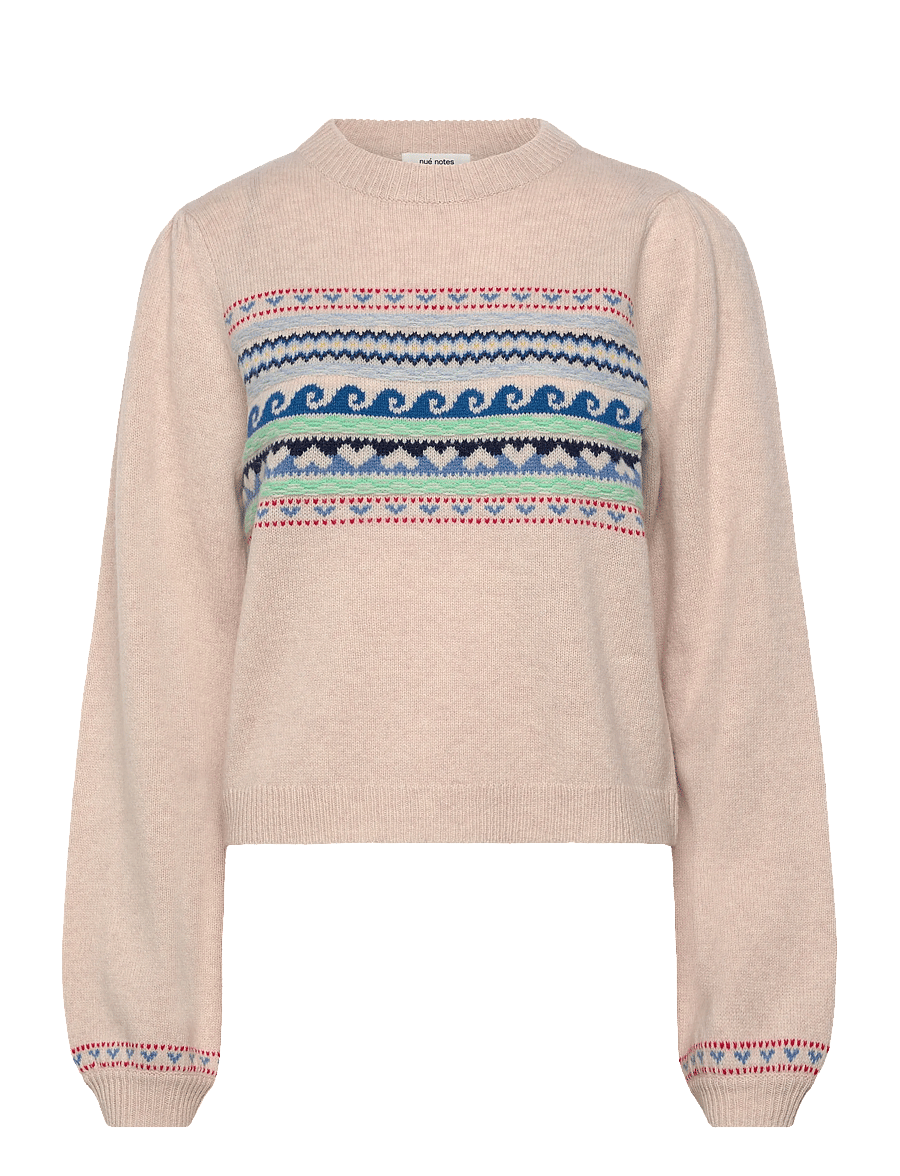 nué notes - Vienna Crewneck - pullover - 936 egret multi knit - 1