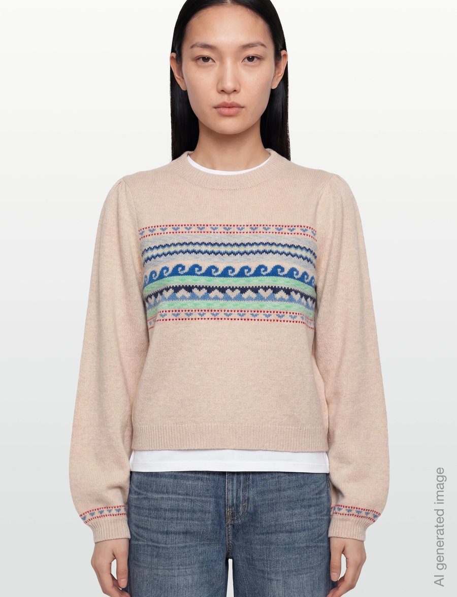 nué notes - Vienna Crewneck - pullover - 936 egret multi knit - 3
