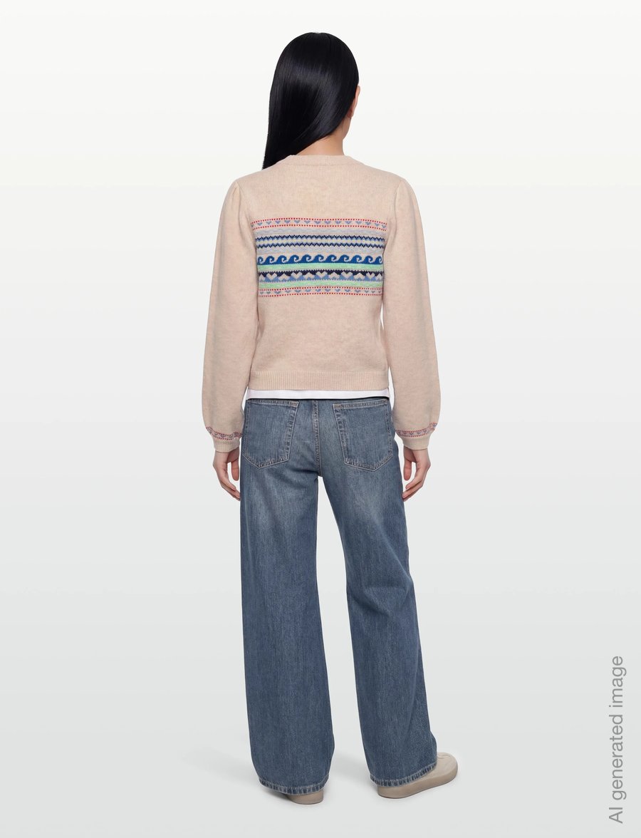 nué notes - Vienna Crewneck - pullover - 936 egret multi knit - 4