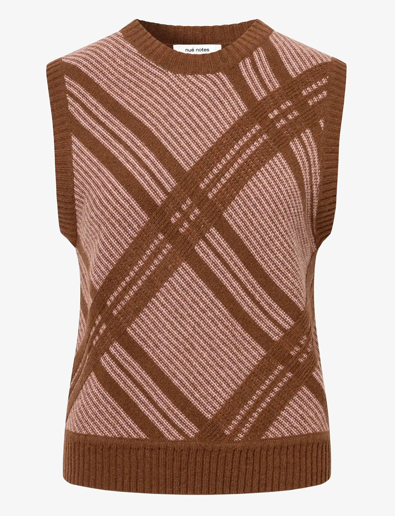 nué notes - Malik Vest - herbstliche kleidung - 914 chestnut pink check - 0