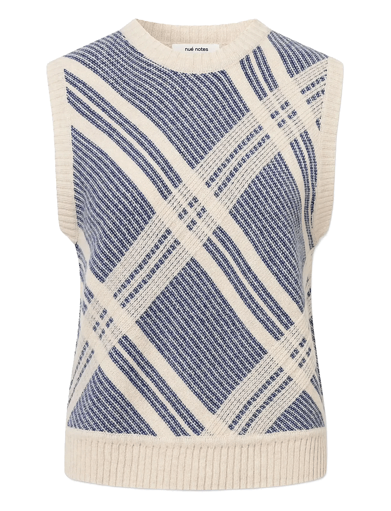 nué notes - Malik Vest - stickade västar - 916 egret marine check - 1