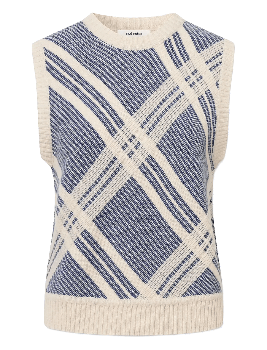 nué notes - Malik Vest - strickwesten - 916 egret marine check - 1