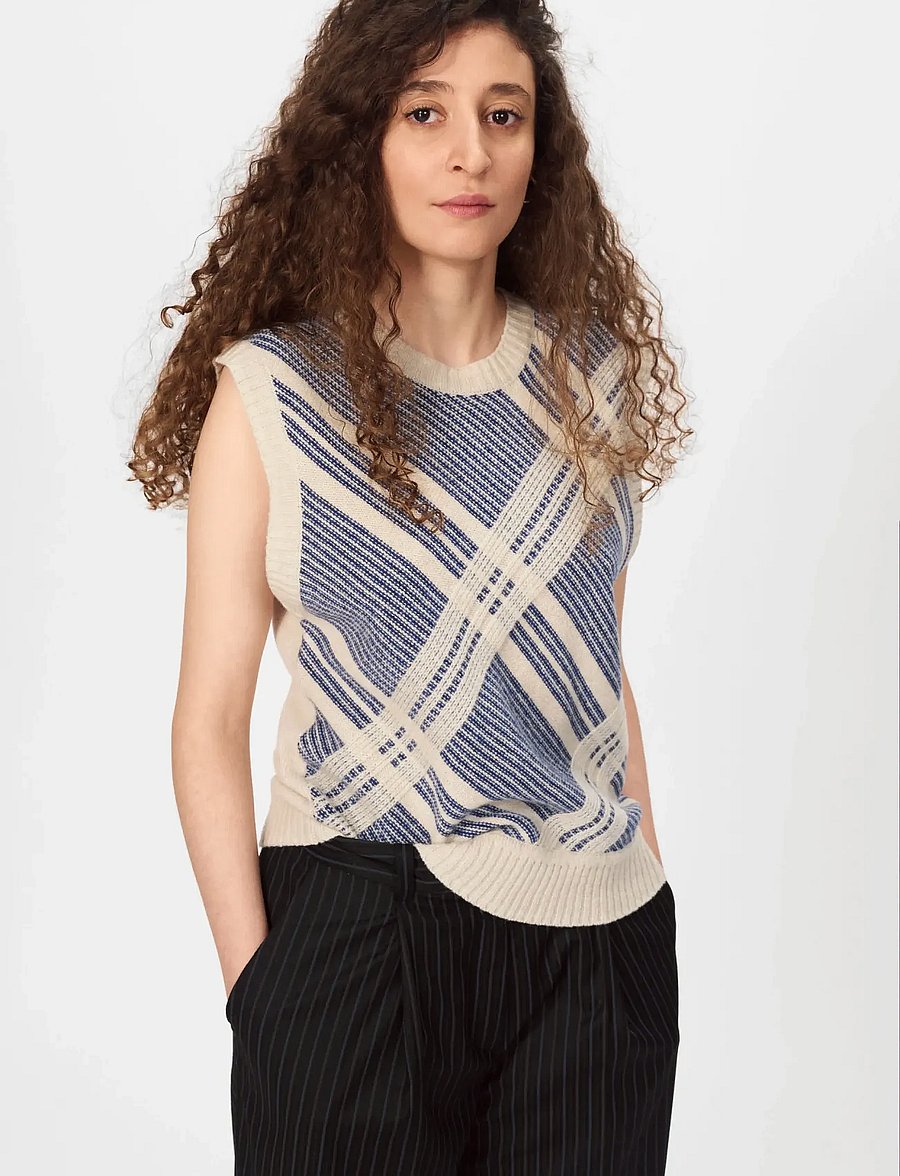 nué notes - Malik Vest - strickwesten - 916 egret marine check - 2