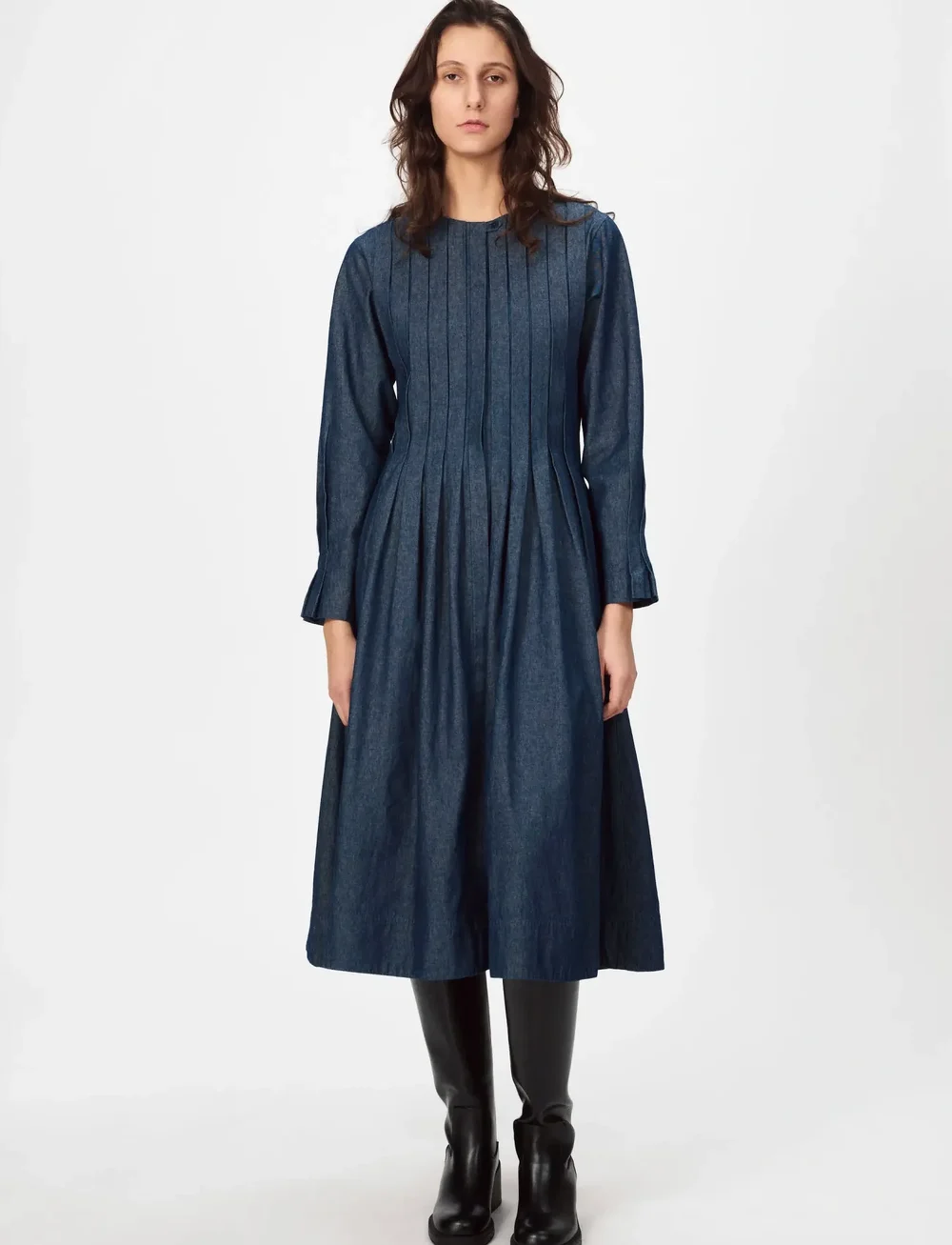 nué notes - Nevada Dress - jeansklänningar - 563 desaturated denim - 0