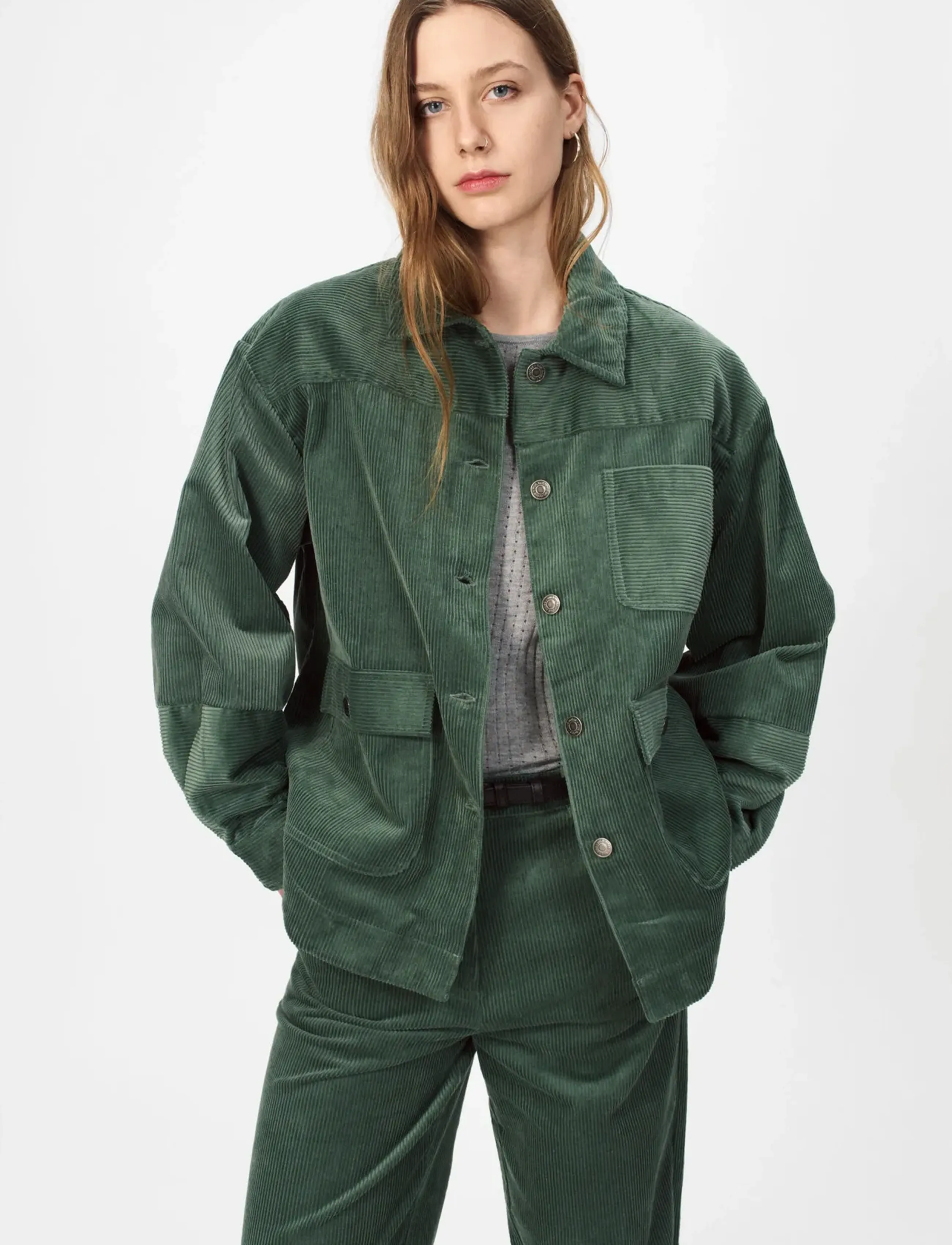 nué notes Brasov Jacket, Kvinder, Fløjlsjakke, Kakigrøn, Str: 34