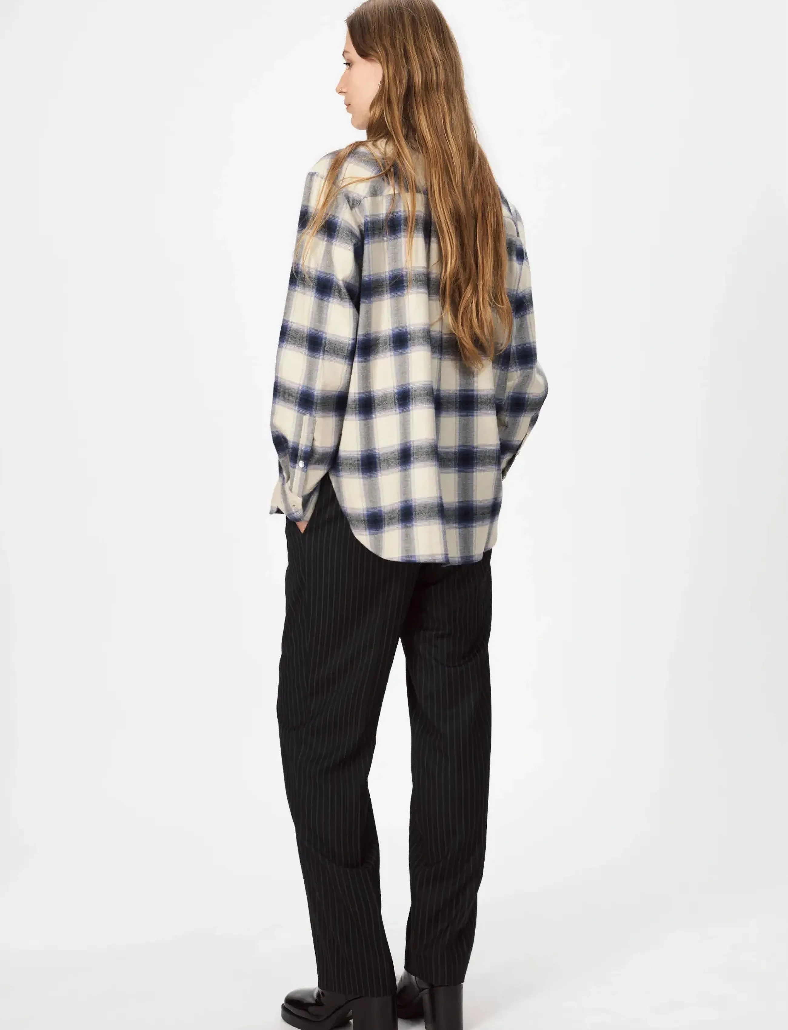 nué notes - Montreal Shirt - long-sleeved shirts - 969 navy multi check - 3