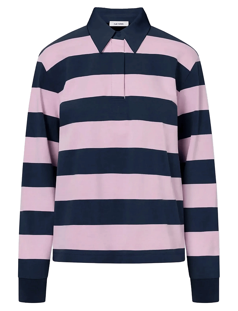 nué notes - Bratislava Poloshirt - polo shirts - 967 navy pink stripe - 0