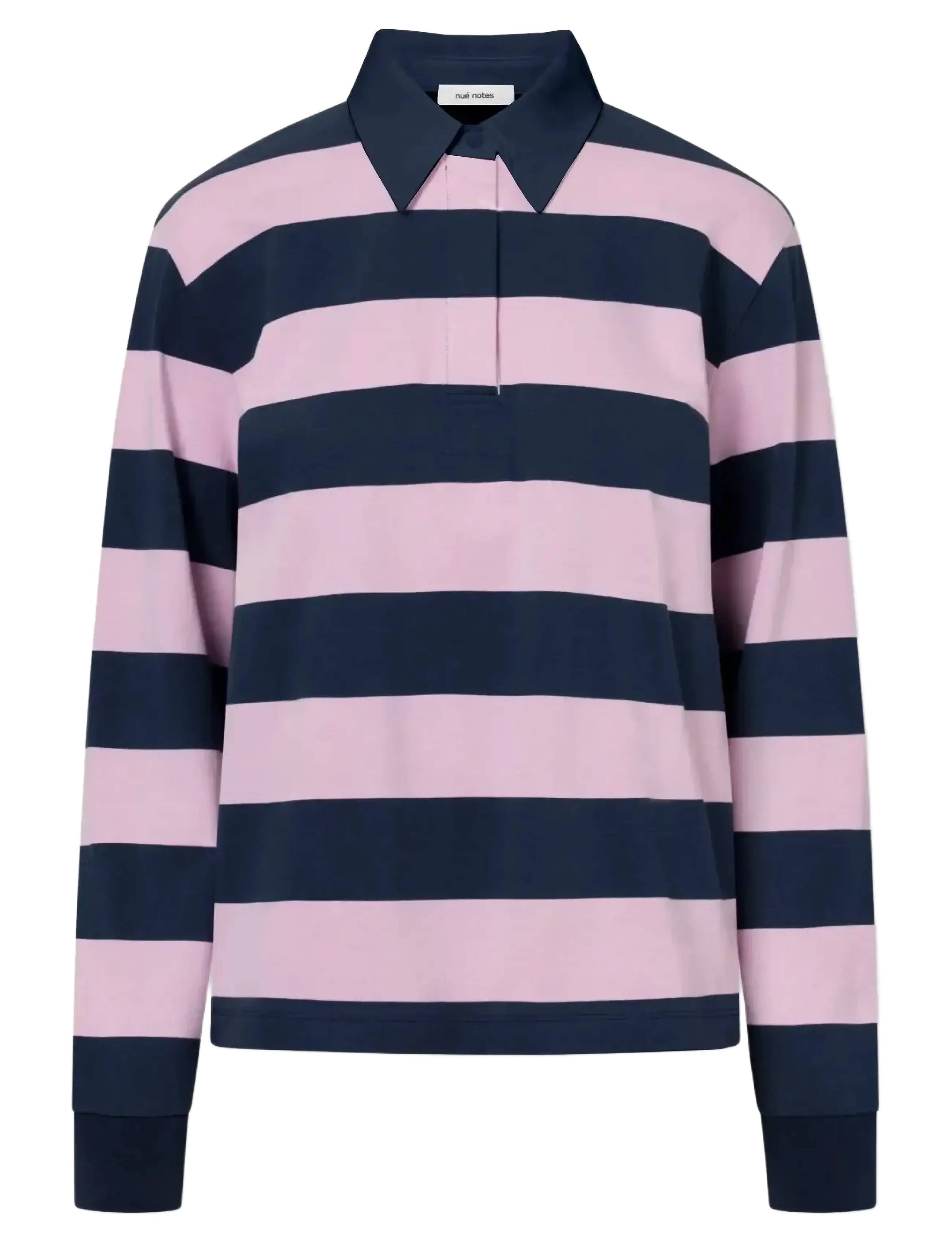 nué notes Bratislava Poloshirt - Riided - 967 NAVY PINK STRIPE / navy
