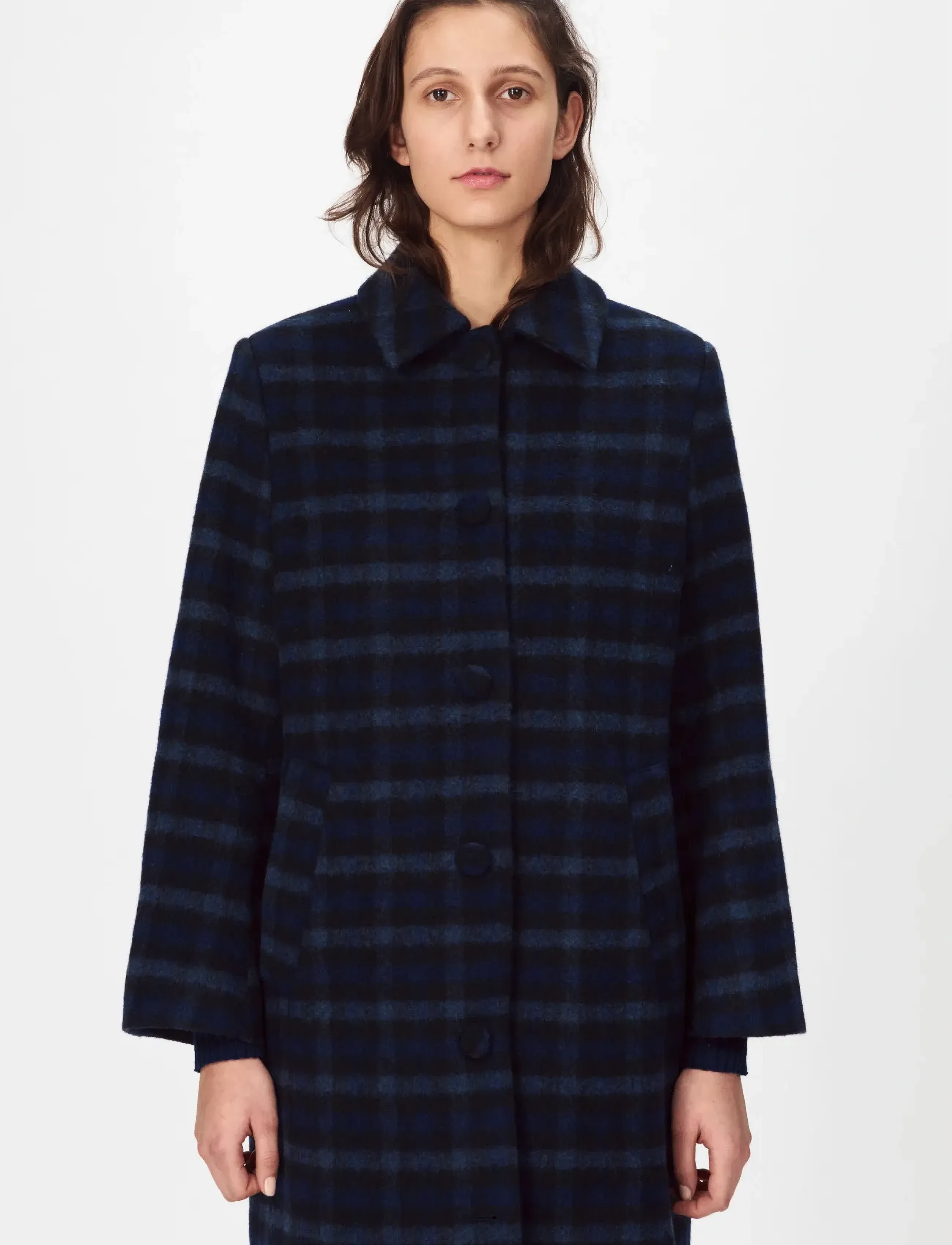 nué notes Helsinki Coat - Mäntel - 543 NAVY CHECK / navy