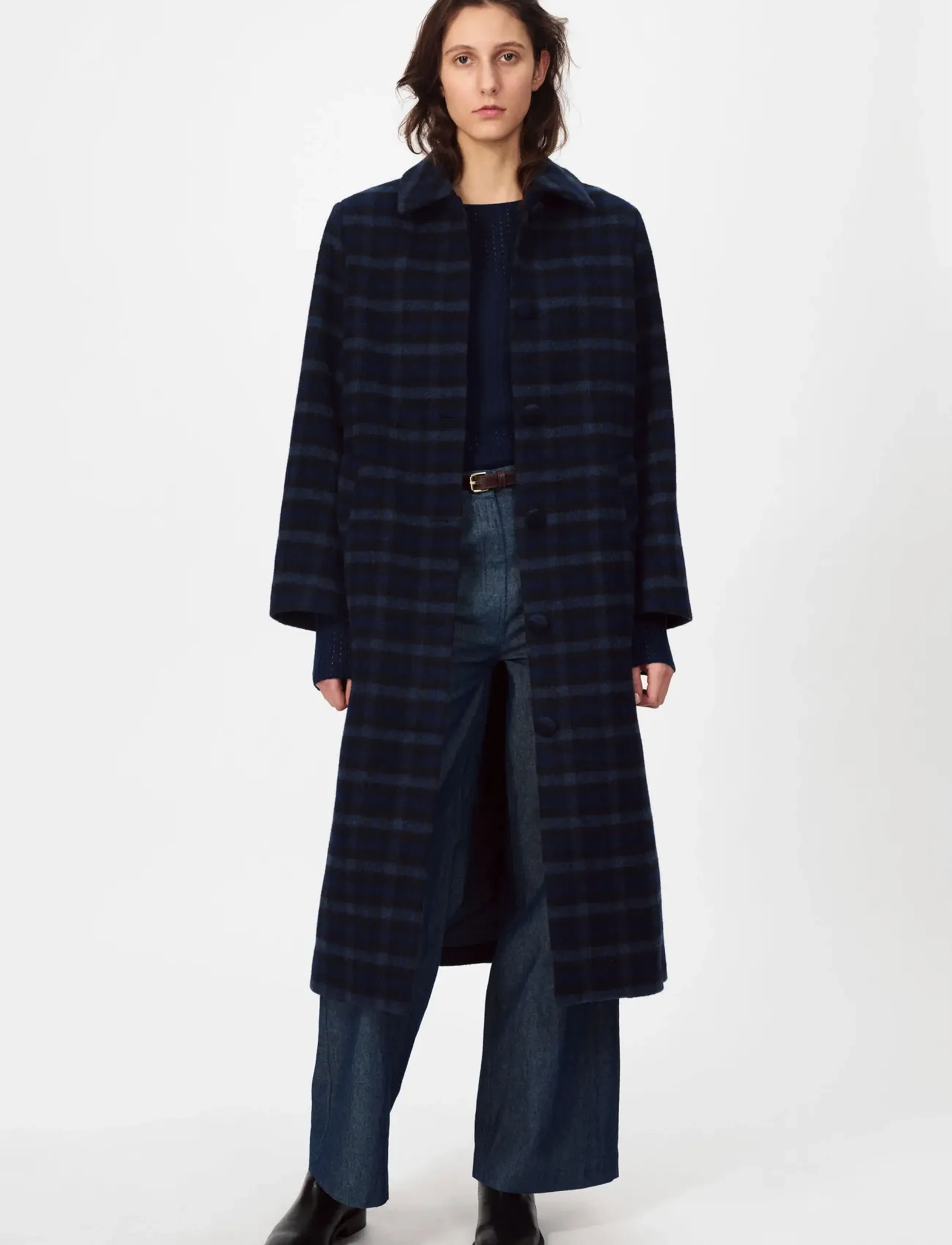 nué notes - Helsinki Coat - ulkovaatteet - 543 navy check - 3