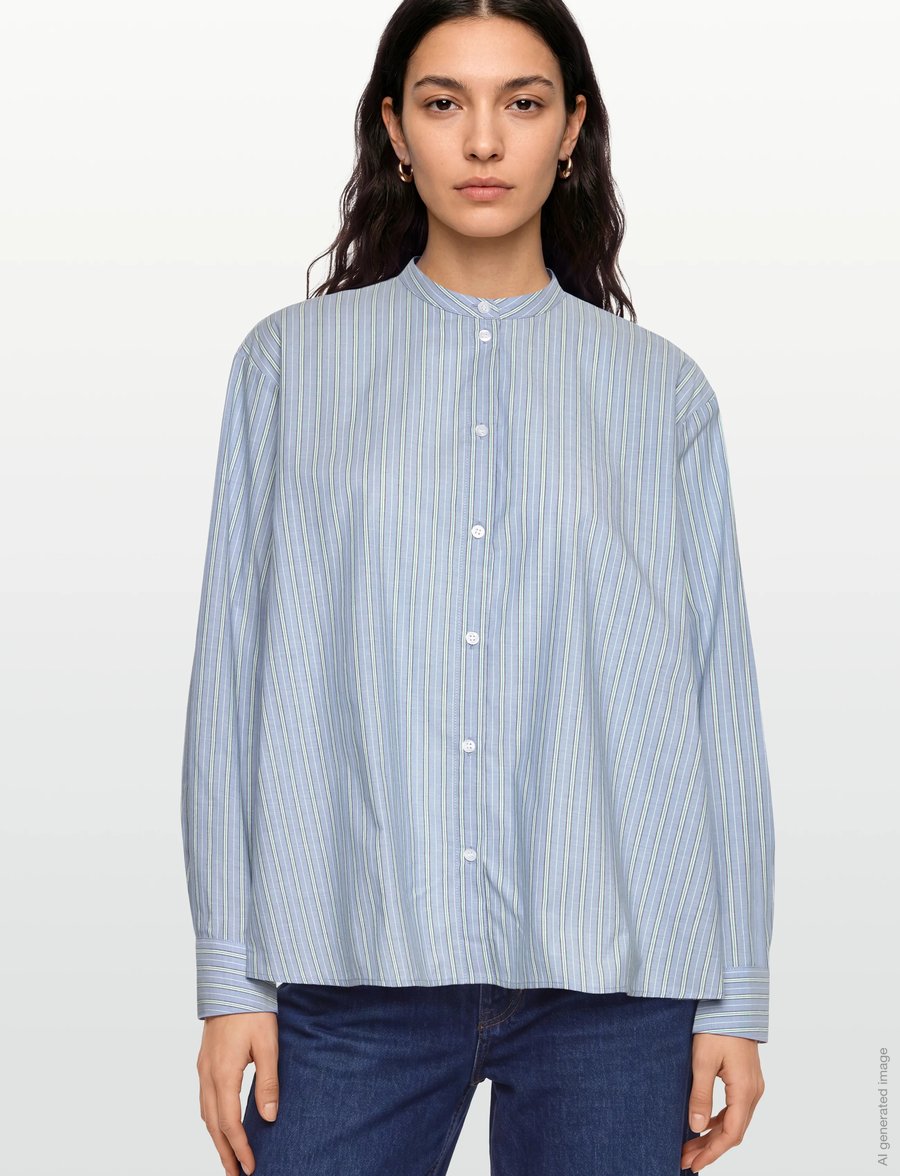 nué notes - Florian Shirt - pikkade varrukatega särgid - 480 smoke blue - 3