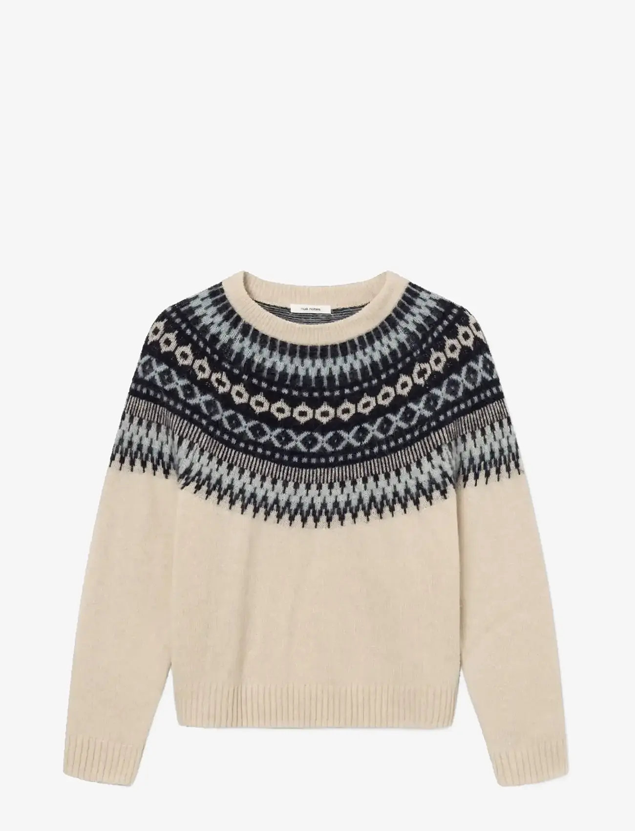 nué notes - Edmund Crewneck - stickade tröjor - 921 icy egret jacquard - 0