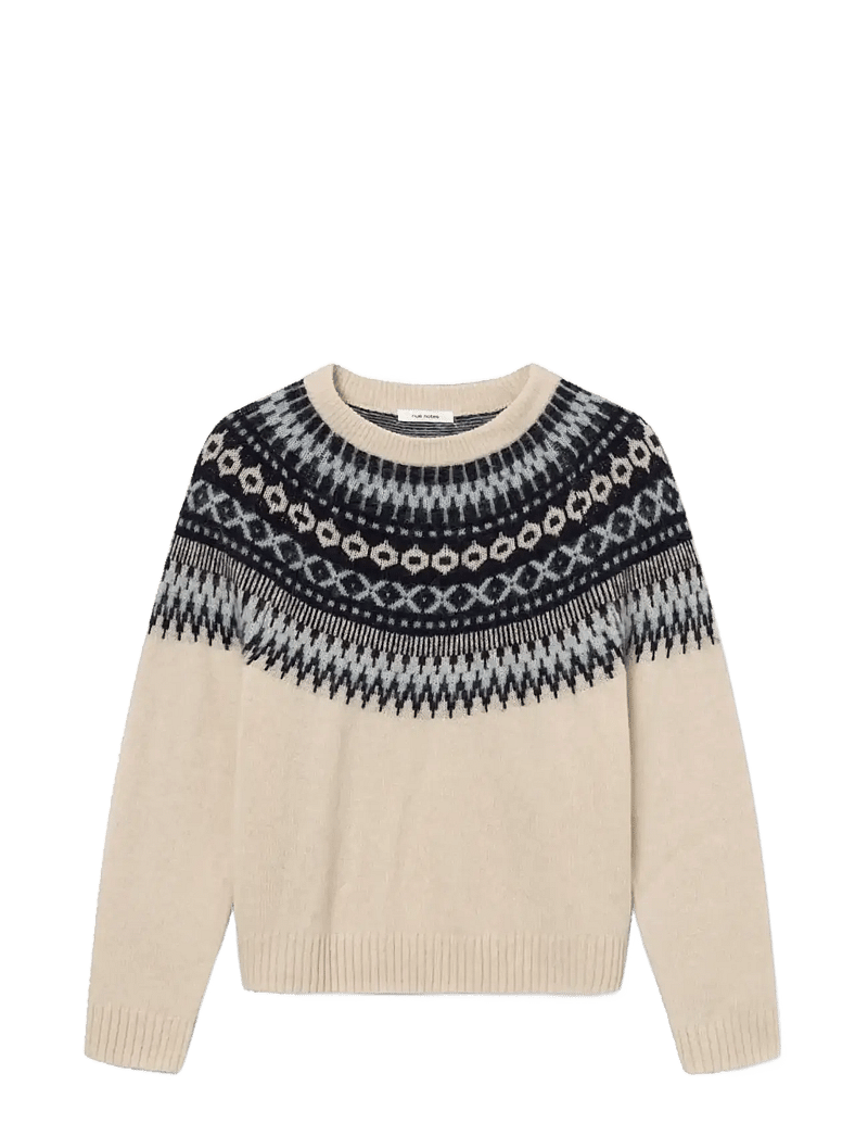 nué notes - Edmund Crewneck - stickade tröjor - 921 icy egret jacquard - 0