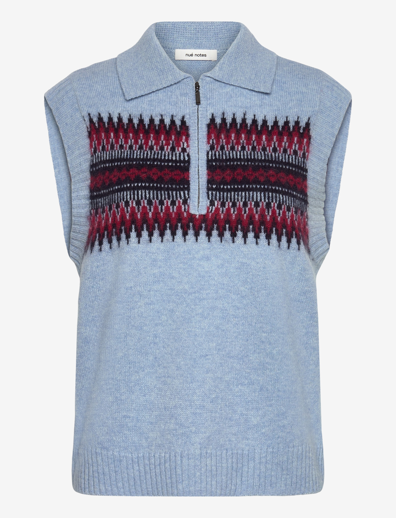 nué notes - Adan Vest - strikveste - 922 icy cherry jacquard - 0