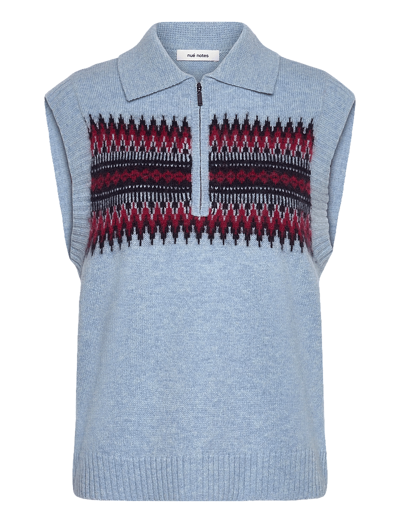 nué notes - Adan Vest - gestrickte westen - 922 icy cherry jacquard - 0