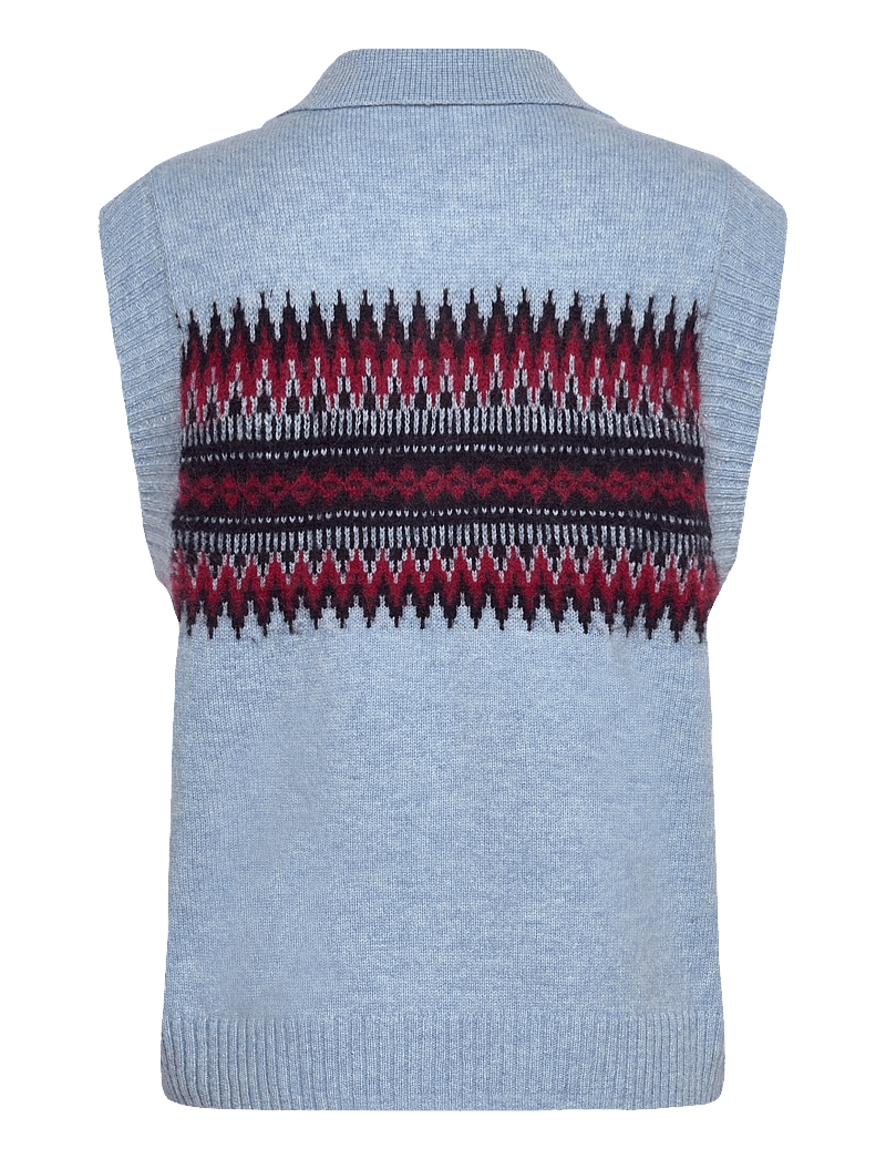 nué notes - Adan Vest - gestrickte westen - 922 icy cherry jacquard - 1