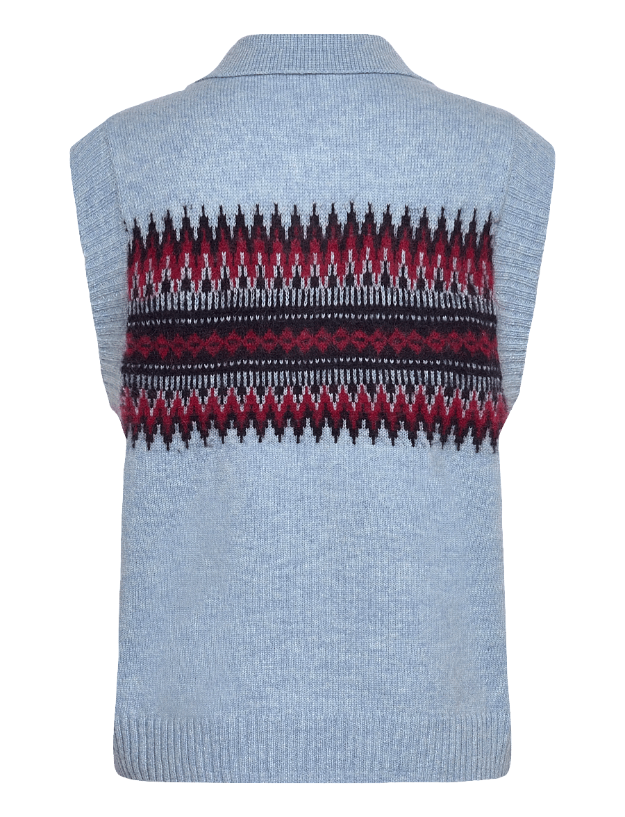 nué notes - Adan Vest - strikveste - 922 icy cherry jacquard - 1