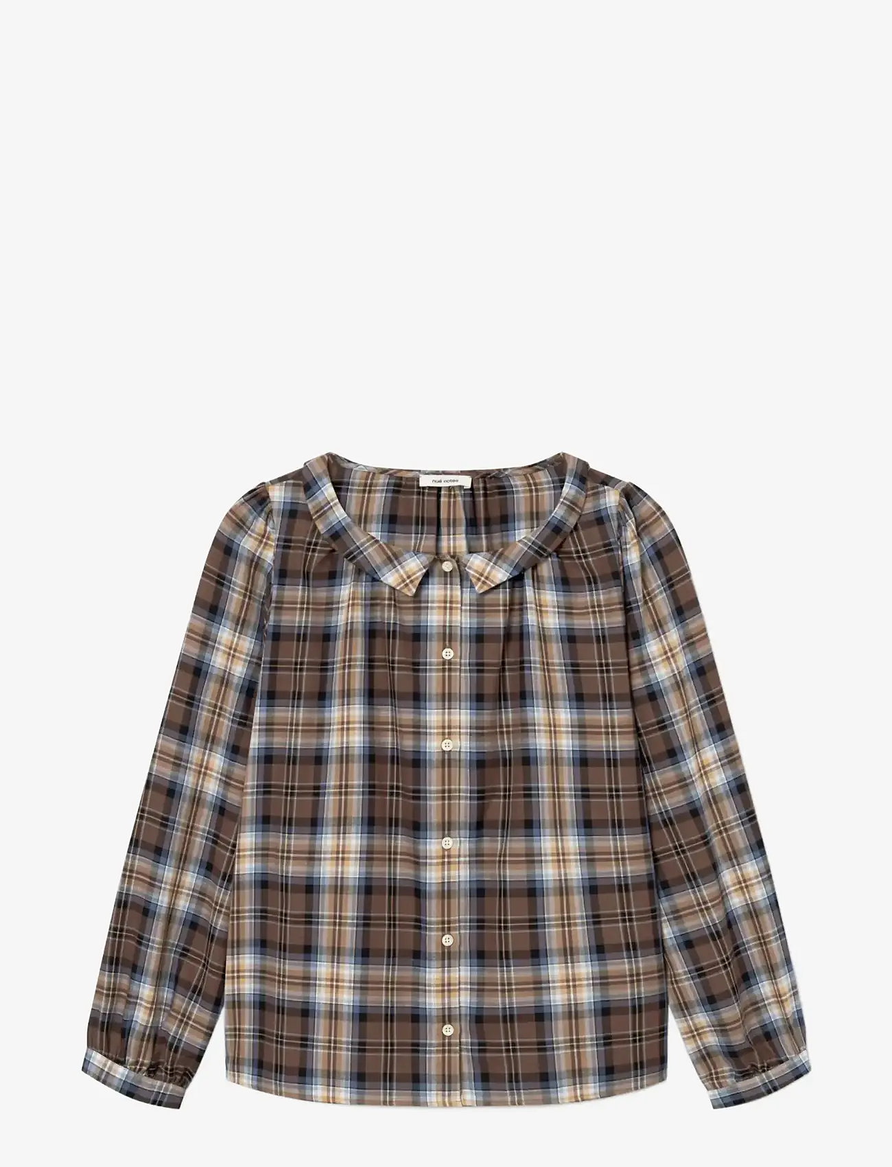 nué notes - Asmara Shirt - långärmade skjortor - 762 camel blue tartan - 0