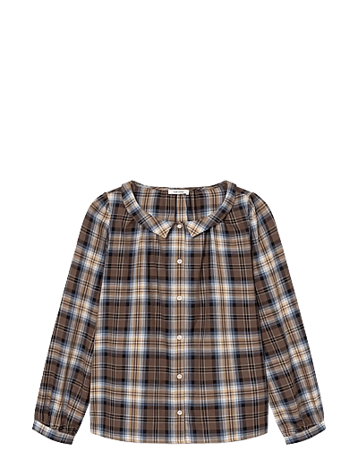 nué notes Asmara Shirt - Pikkade varrukatega särgid - 762 CAMEL BLUE TARTAN / multi