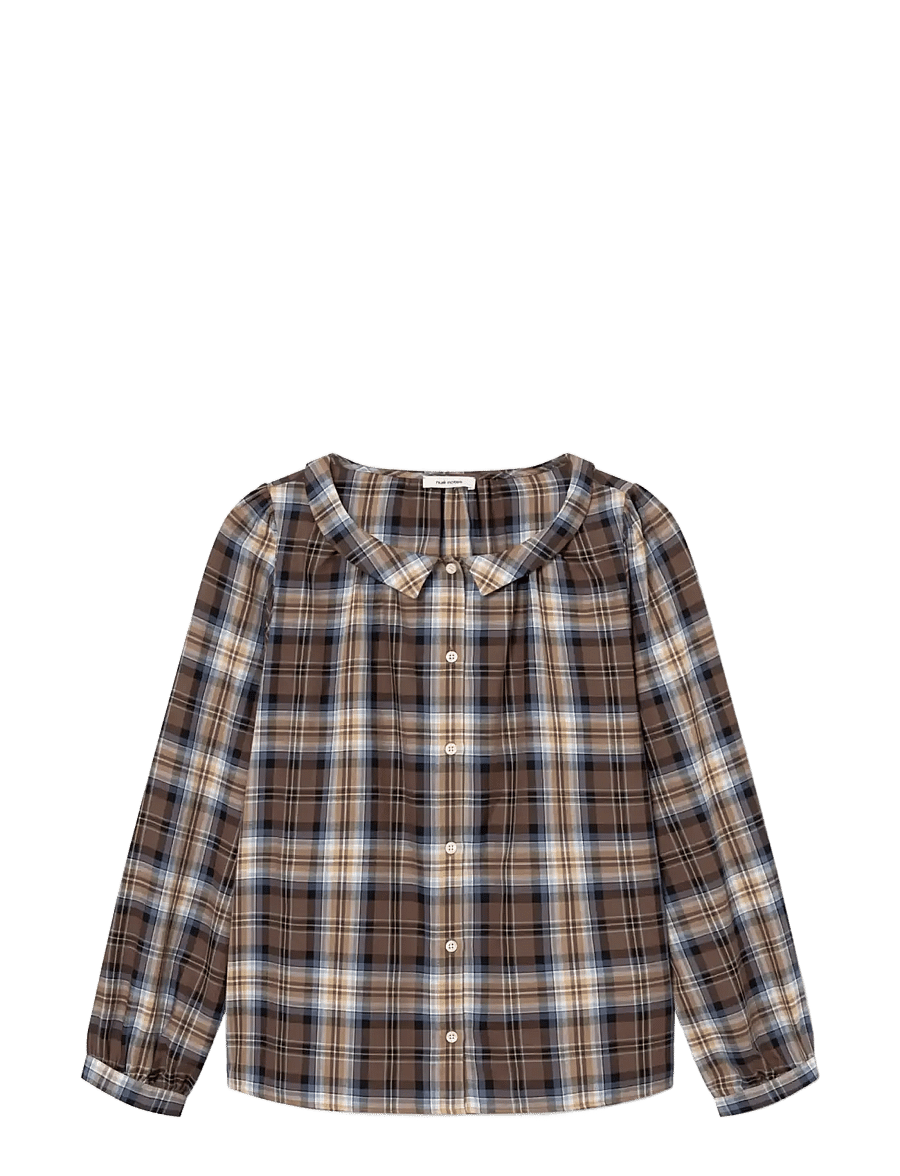 nué notes - Asmara Shirt - långärmade skjortor - 762 camel blue tartan - 0