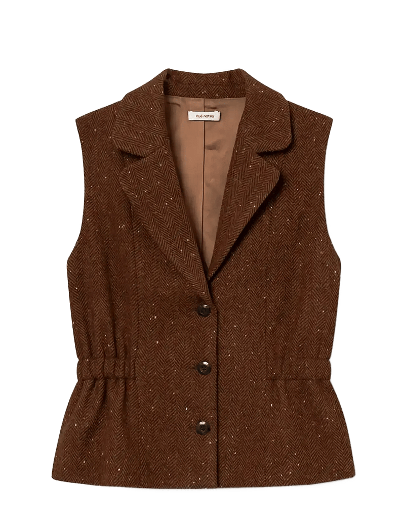 nué notes - Ansel Vest - stickade västar - 758 rust melange - 0