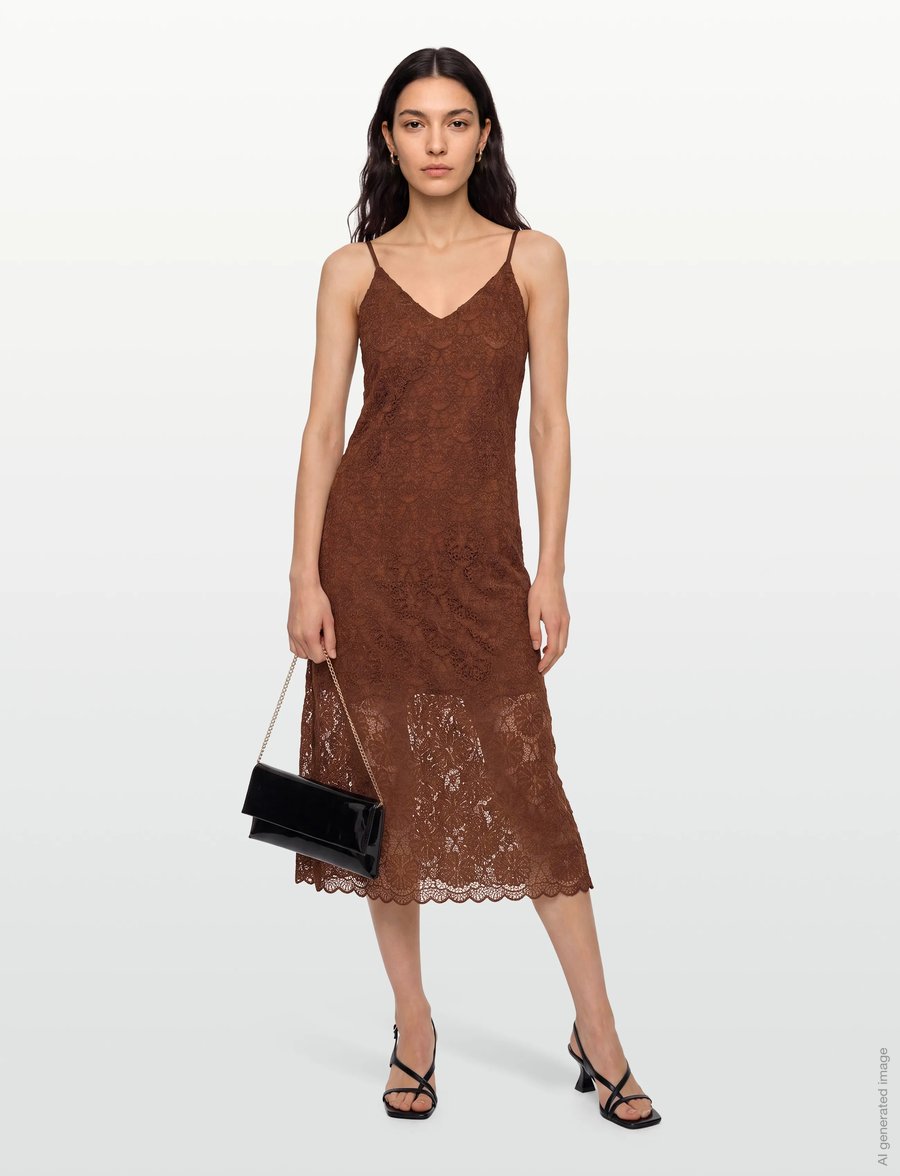 nué notes - Hanoi Dress - vabalt langevad slip-kleidid - 761 cappuccino - 0