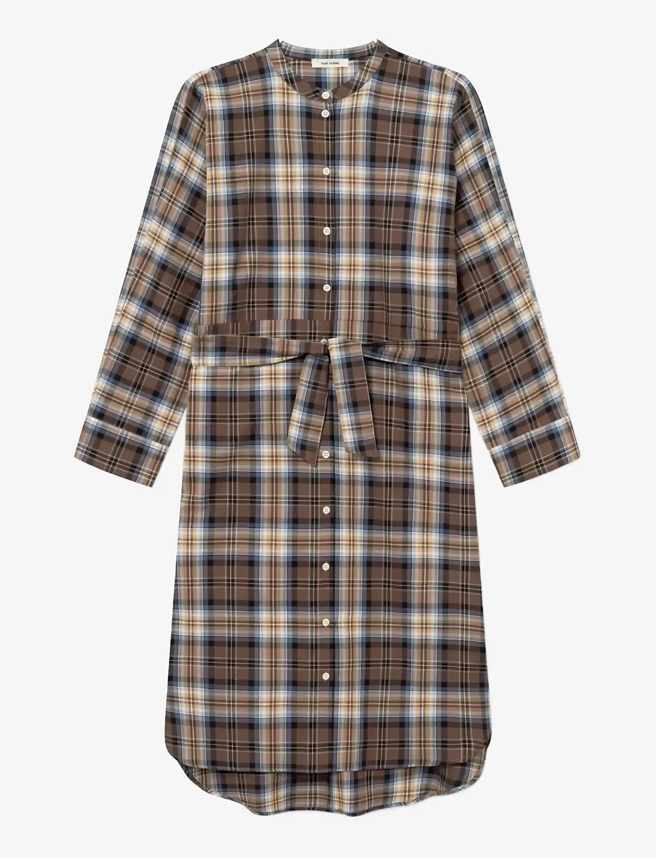 nué notes - Jakar Dress - shirt dresses - 762 camel blue tartan - 0