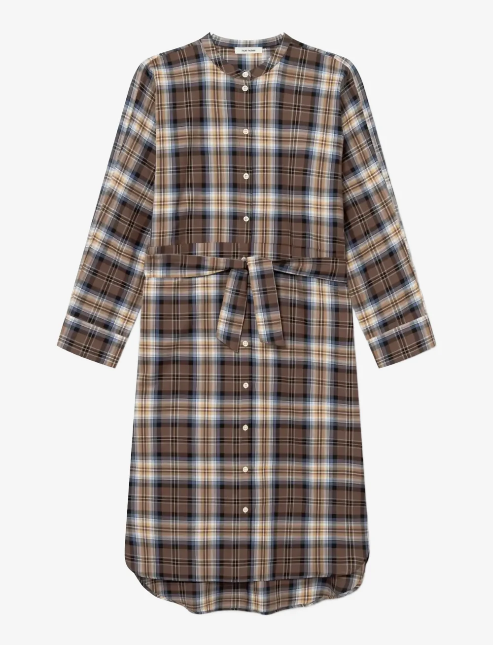 nué notes - Jakar Dress - skjortklänningar - 762 camel blue tartan - 0