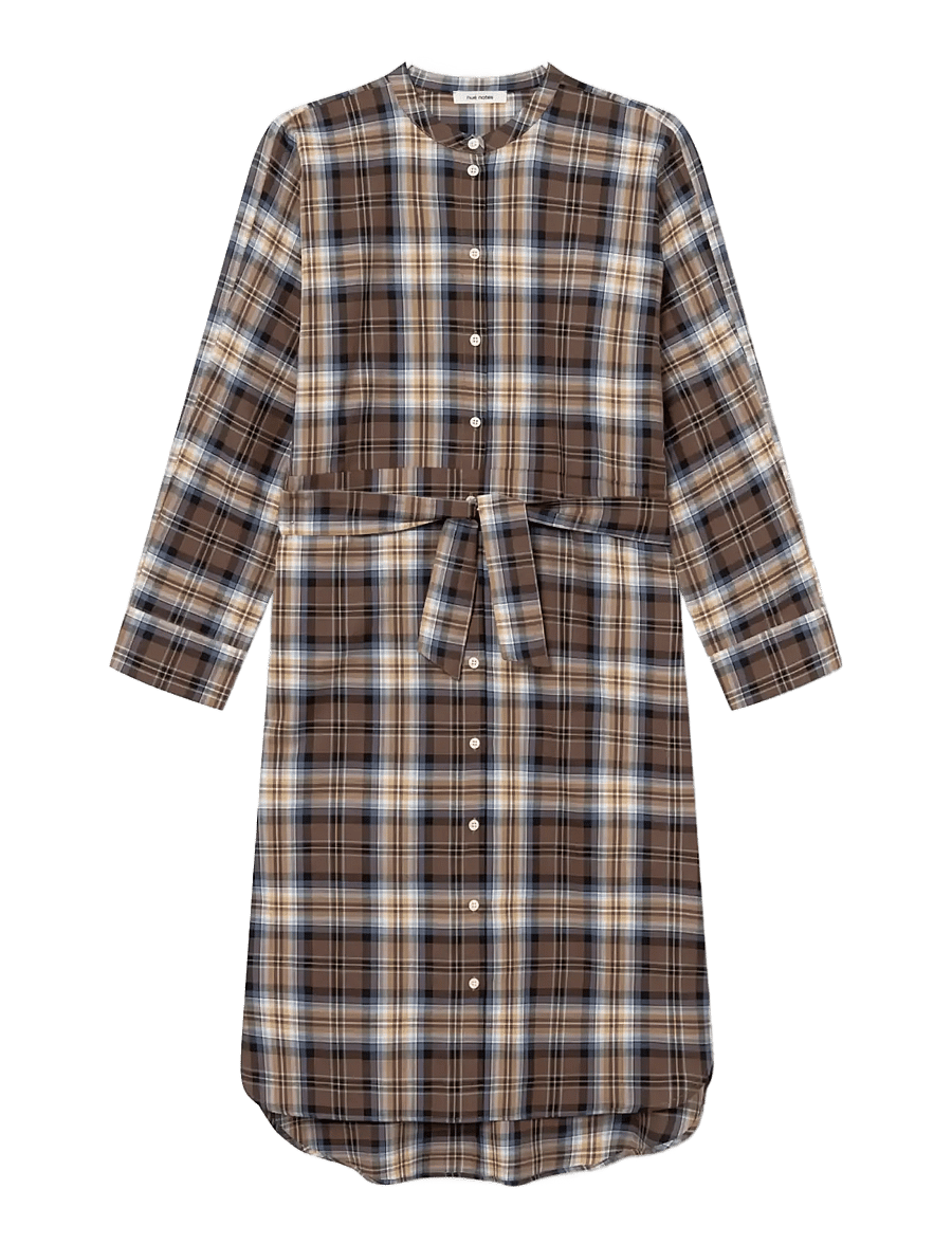 nué notes - Jakar Dress - skjortekjoler - 762 camel blue tartan - 0
