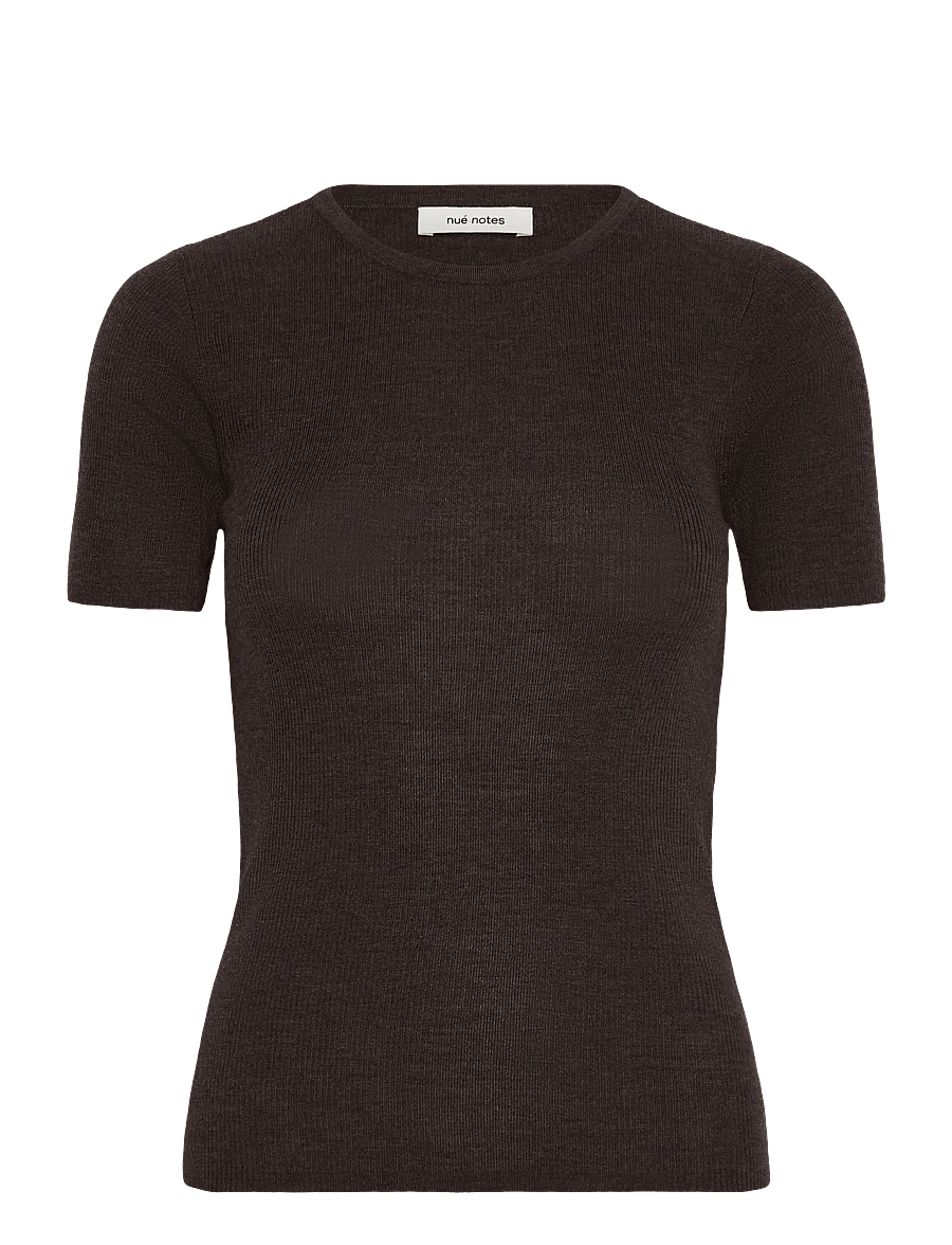 nué notes - Chico Crewneck - t-särgid - 759 dark brown melange - 0