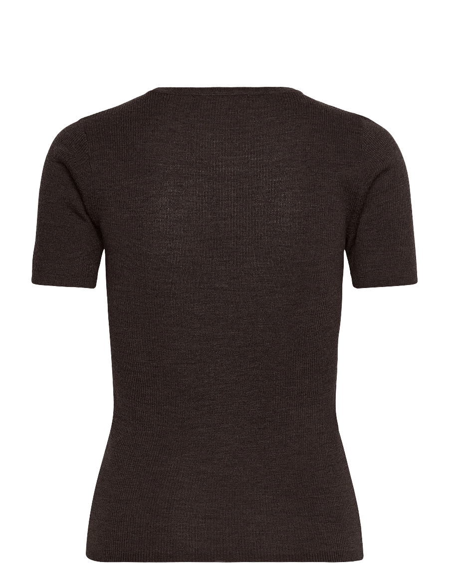 nué notes - Chico Crewneck - t-särgid - 759 dark brown melange - 1
