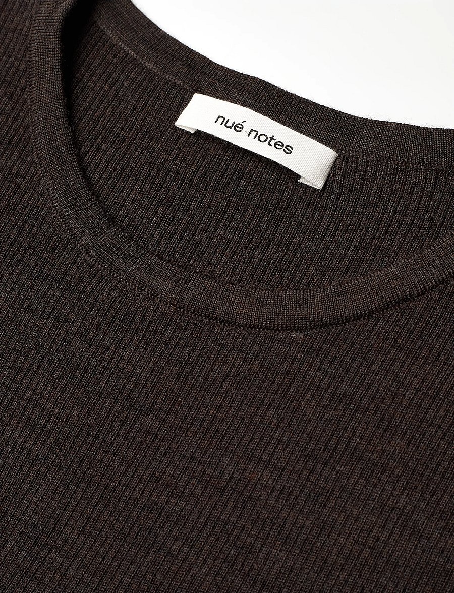 nué notes - Chico Crewneck - t-särgid - 759 dark brown melange - 2