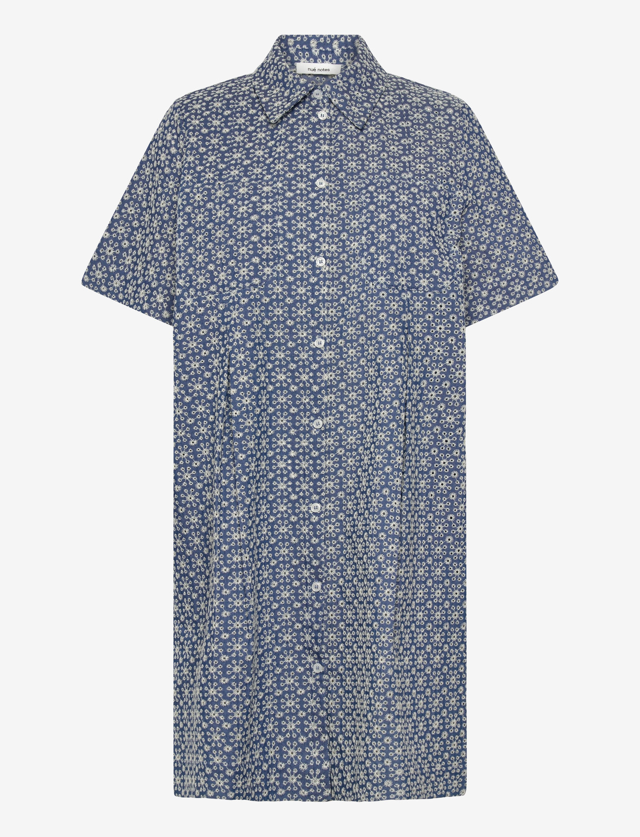 nué notes - Florence Dress - hemdkleider - 565 white flower denim - 1