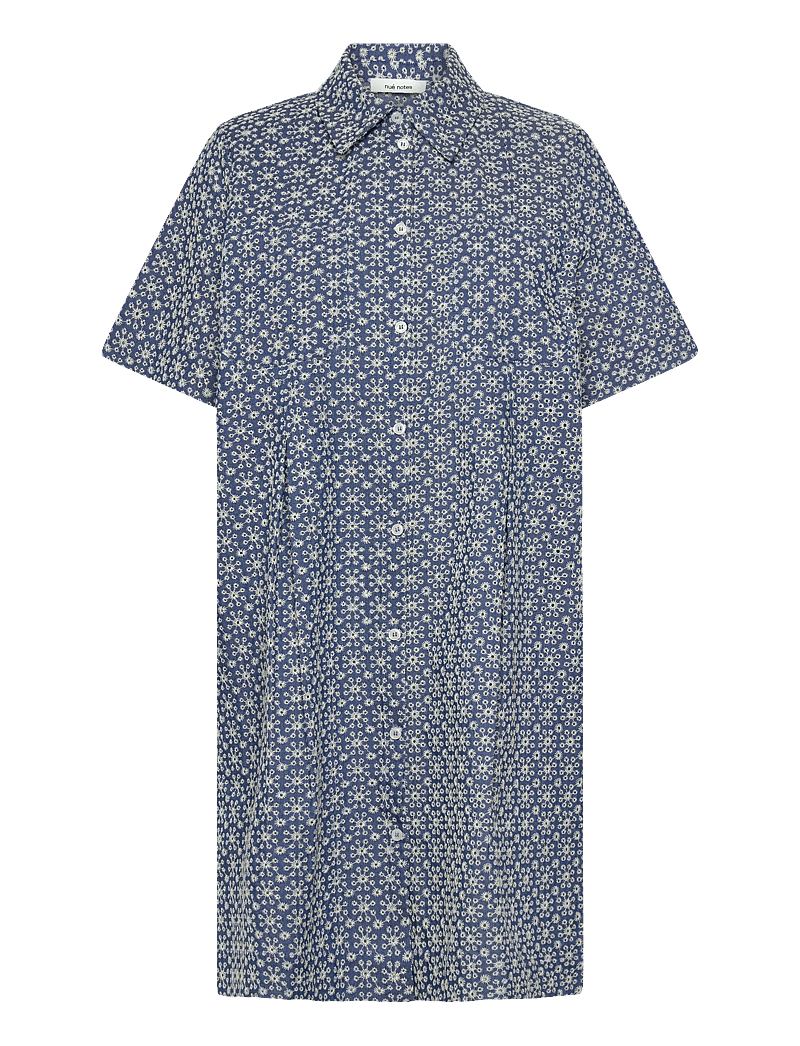 nué notes - Florence Dress - hemdkleider - 565 white flower denim - 1