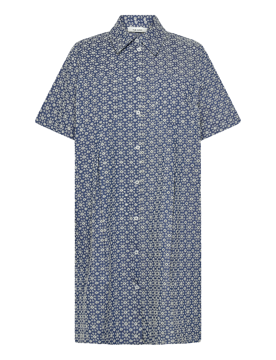 nué notes - Florence Dress - skjortklänningar - 565 white flower denim - 1