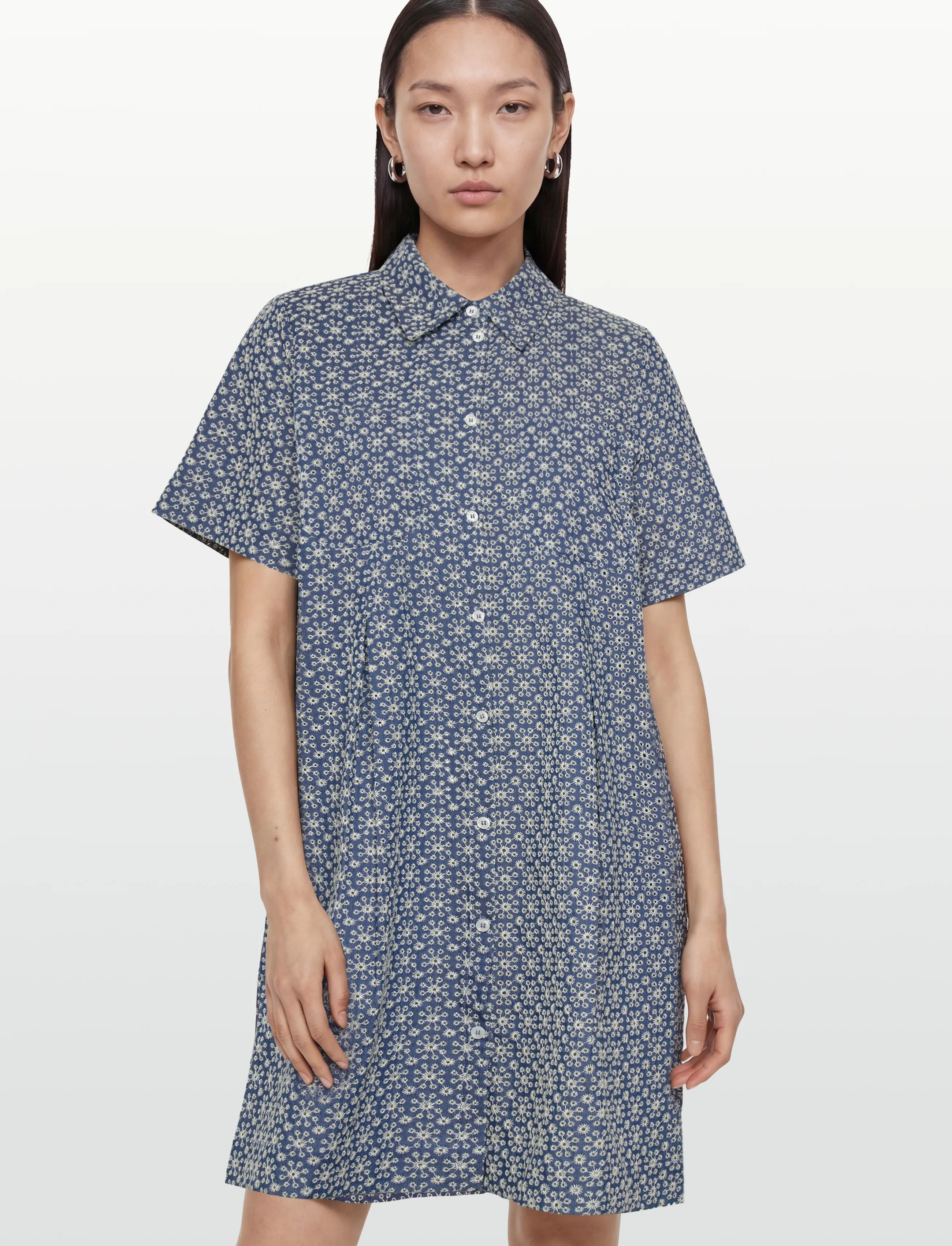 nué notes - Florence Dress - skjortklänningar - 565 white flower denim - 3