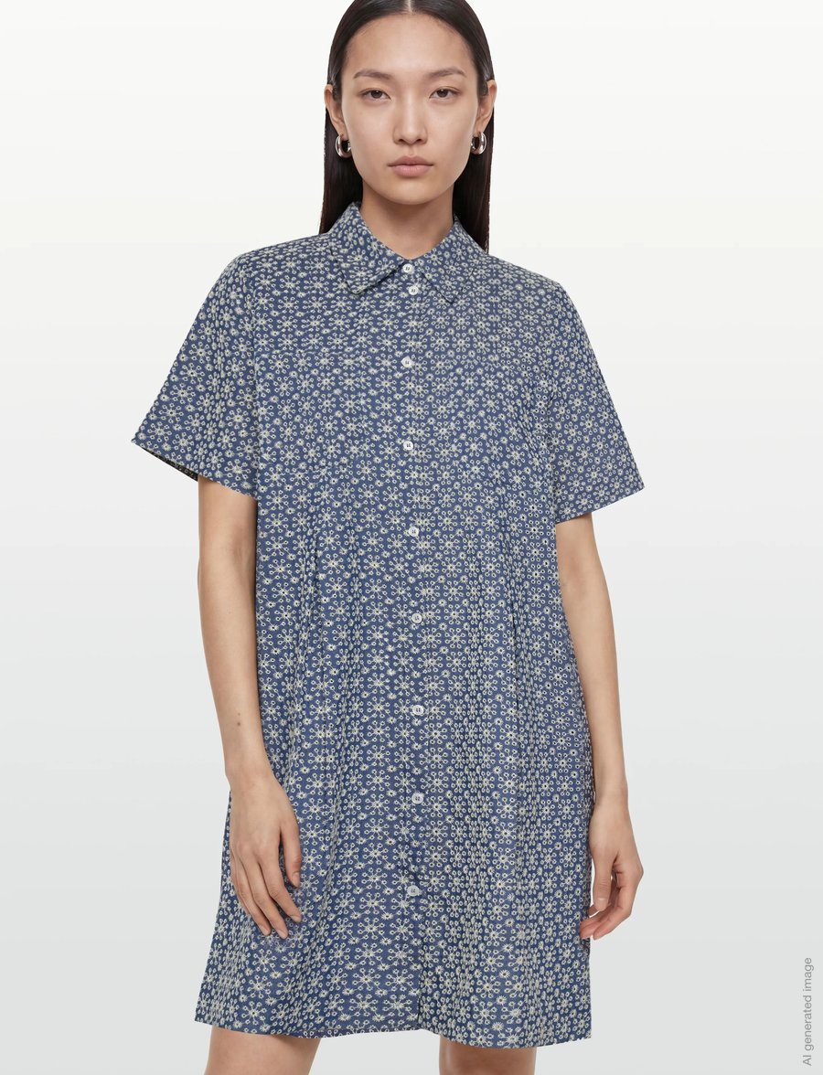 nué notes - Florence Dress - skjortklänningar - 565 white flower denim - 3