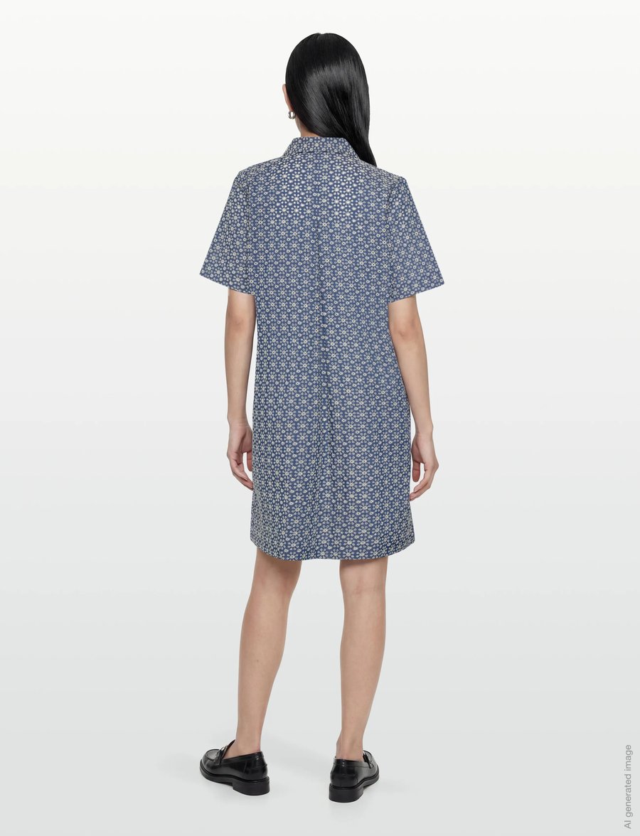 nué notes - Florence Dress - skjortklänningar - 565 white flower denim - 4