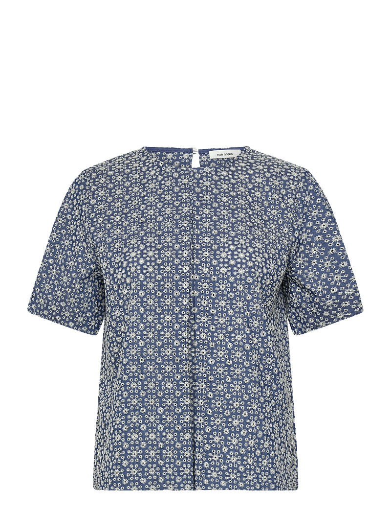 nué notes - Montgomery Blouse - kurzämlige blusen - 565 white flower denim - 1