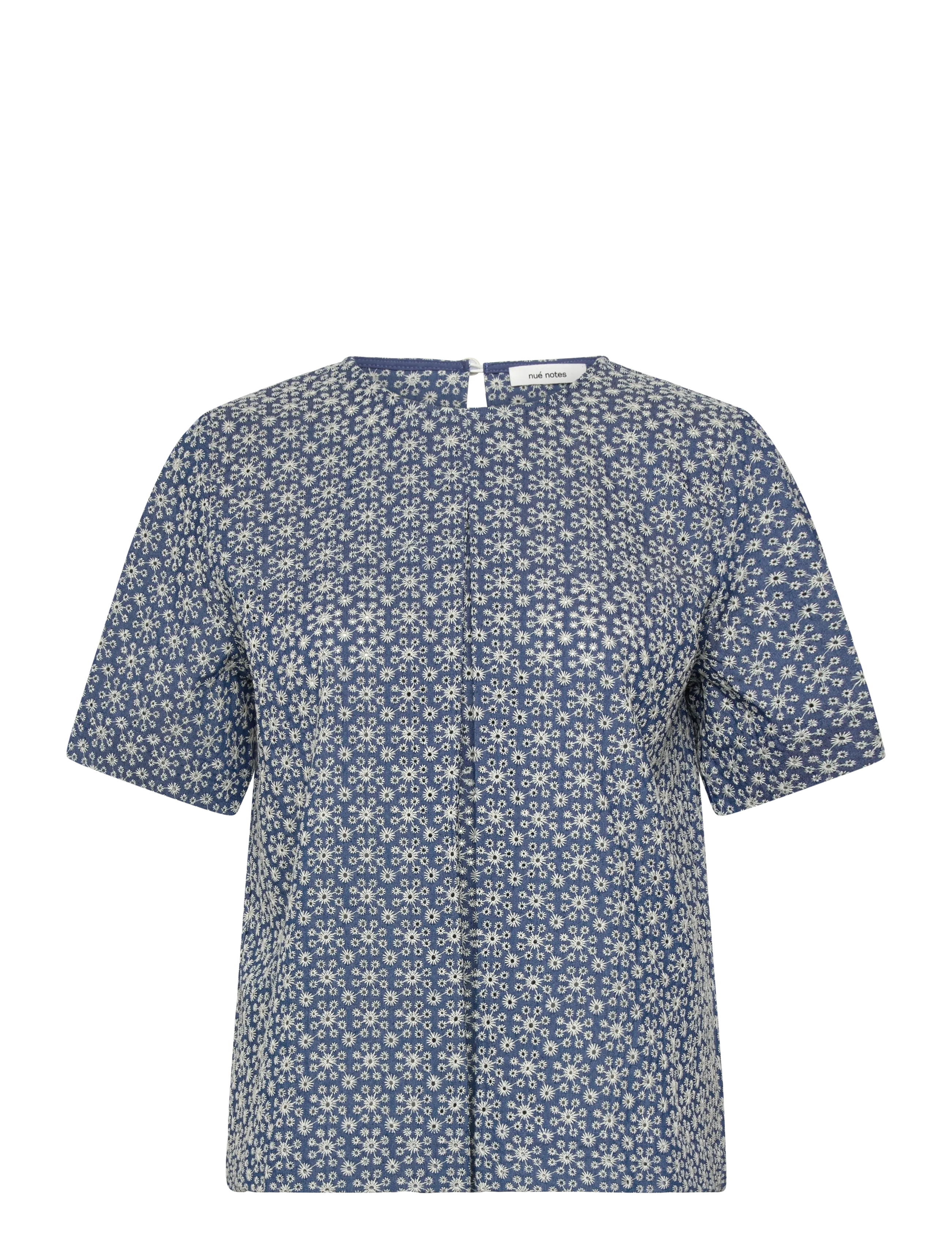 nué notes Montgomery Blouse - Kortærmede bluser - 565 WHITE FLOWER DENIM / blue