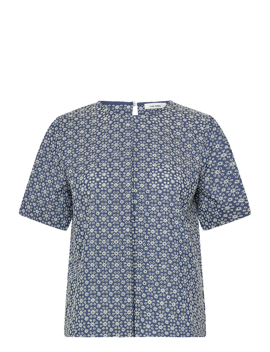 nué notes - Montgomery Blouse - stutterma blússur - 565 white flower denim - 1