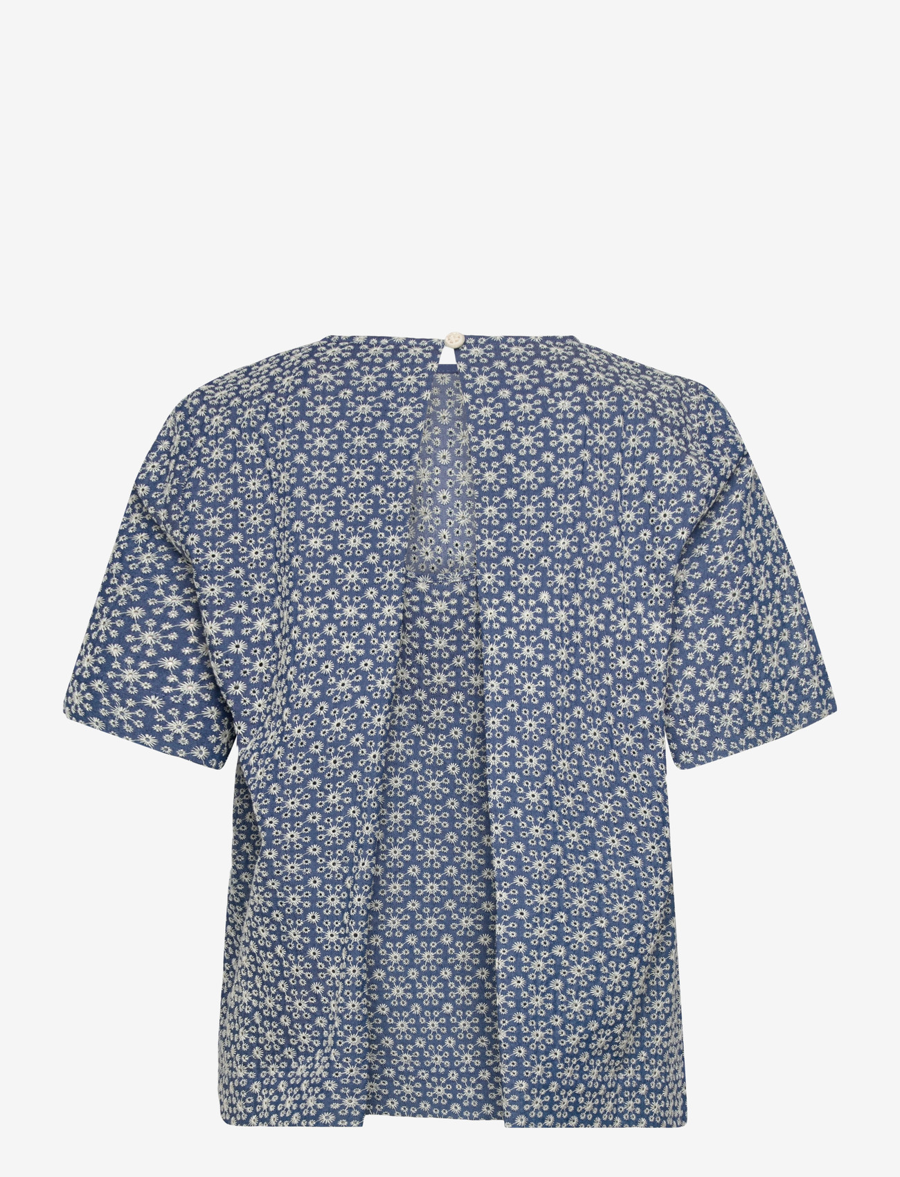 nué notes - Montgomery Blouse - short-sleeved blouses - 565 white flower denim - 1