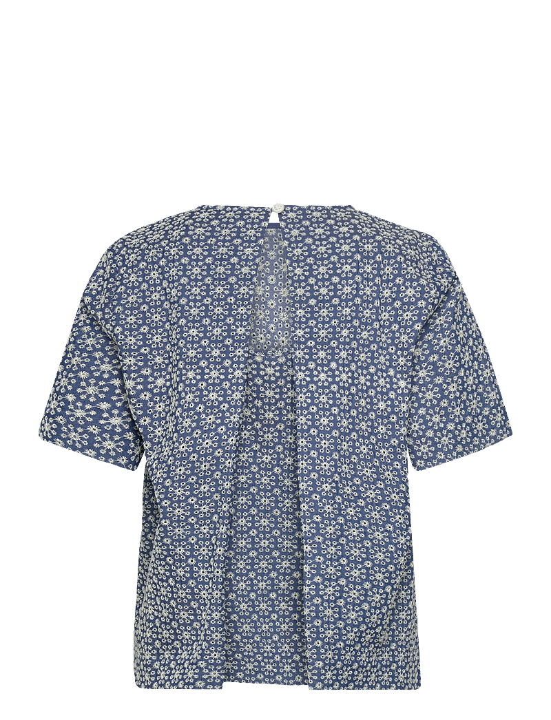 nué notes - Montgomery Blouse - kurzämlige blusen - 565 white flower denim - 2