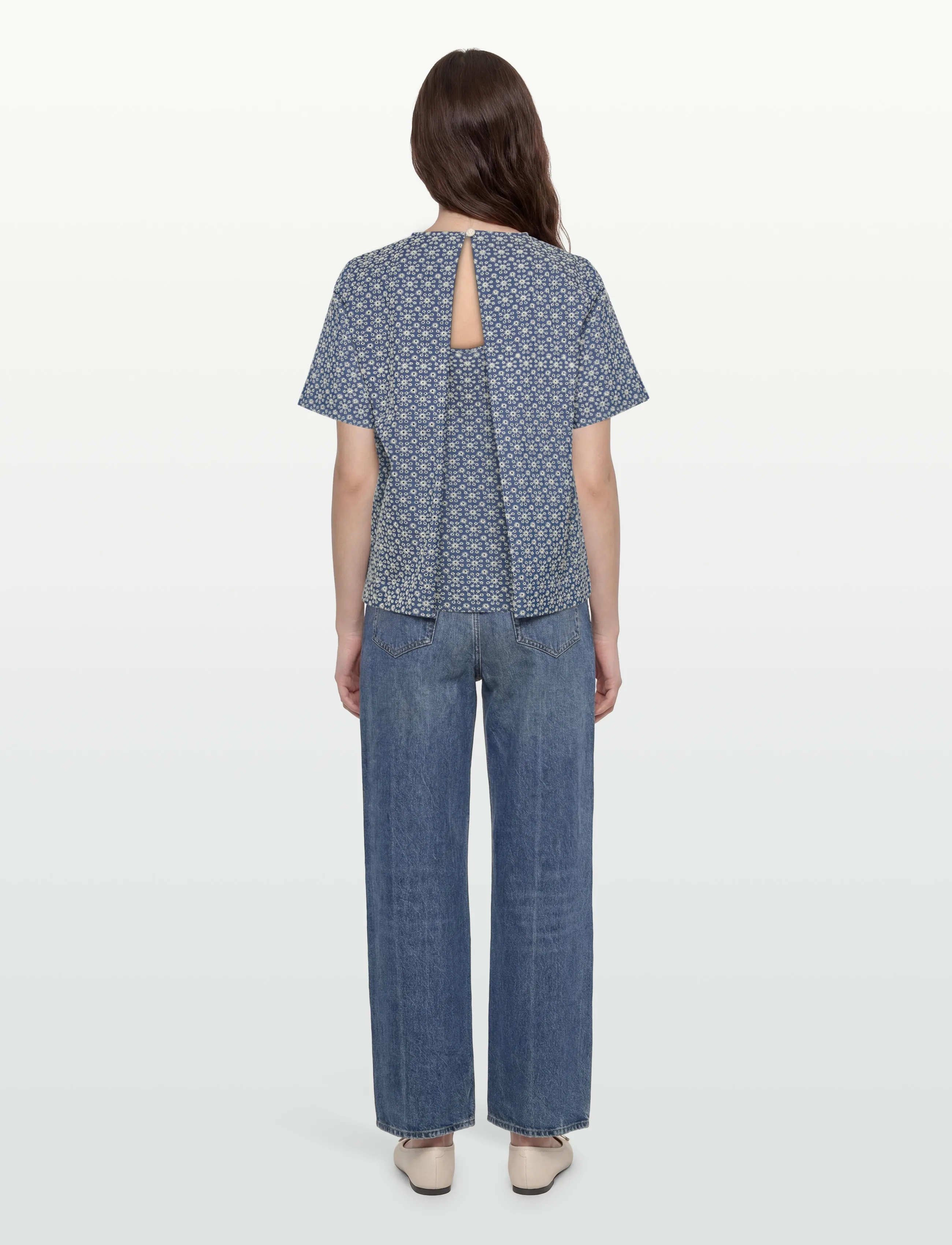 nué notes - Montgomery Blouse - stutterma blússur - 565 white flower denim - 4