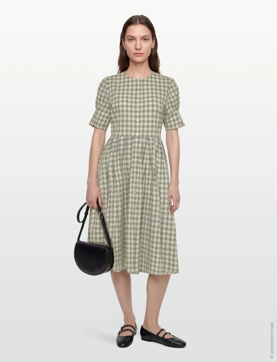 nué notes - Savannah Dress - särkkleidid - 918 parchment check - 0