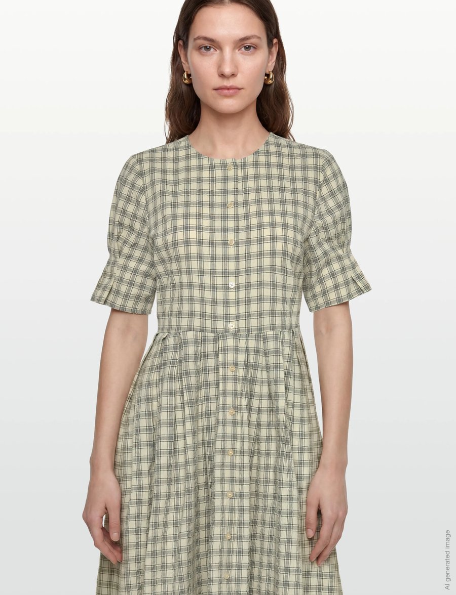 nué notes - Savannah Dress - särkkleidid - 918 parchment check - 3