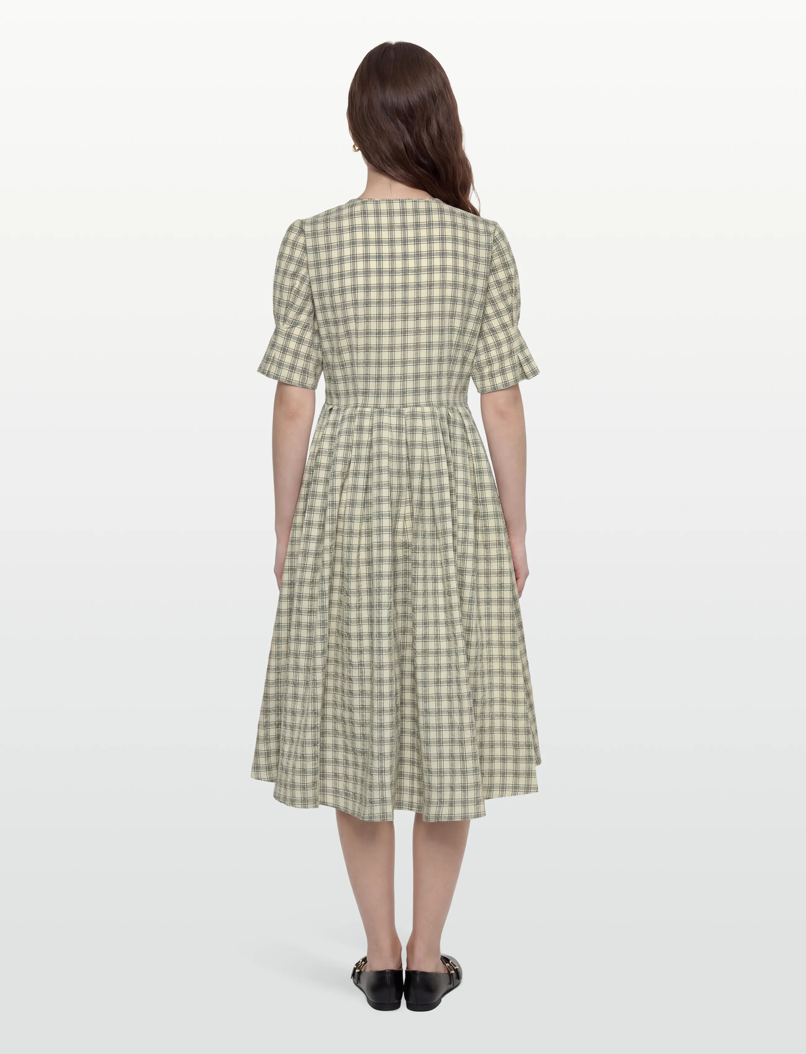 nué notes - Savannah Dress - shirt dresses - 918 parchment check - 4