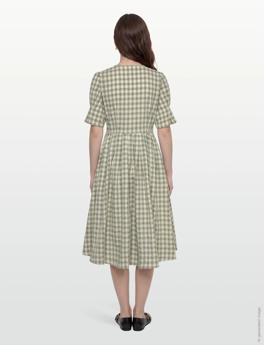nué notes - Savannah Dress - särkkleidid - 918 parchment check - 4