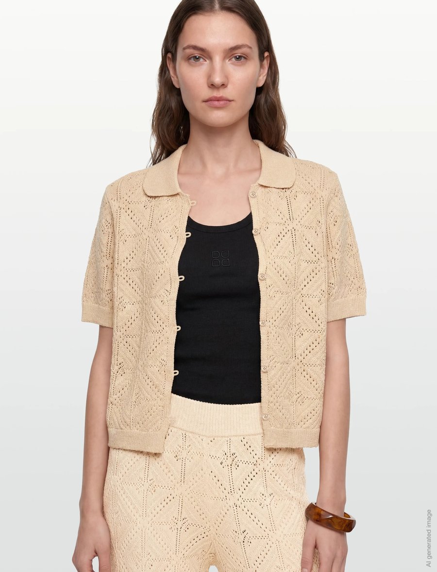 nué notes - Anaco Shirt - kurzärmlige hemden - 104 beige - 3